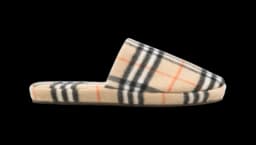 Check-Pattern Slippers - Beige