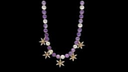Amethyst Snowflake Pendant Statement Necklace - Purple/Clear/Gold