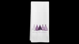 Christmas Tree Kitchen Towels - Purple/White