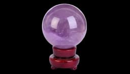 Crystal Ball On Wooden Stand - Purple