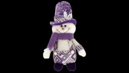 Christmas Standing Plush Snowman - Purple/White