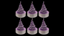 Christmas Tree Candle Tea Lights Set Of 6 - Purple