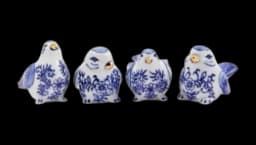 Blue Bird Family Figurines (Four-Piece-Set) - Blue/White