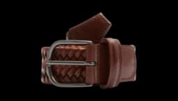 Woven Leather Belt - Brown
