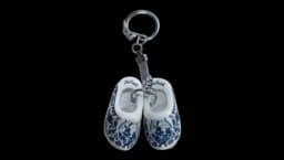 Keyring 2 Clogs Wood Delft-Blue