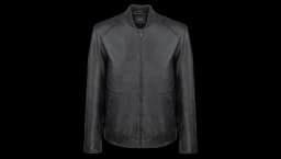 Hip-Length Leather Jacket - Black