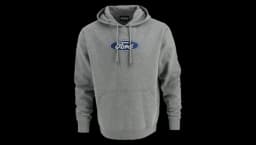 Oval Embroidered Pullover Fleece Hoodie - Gray