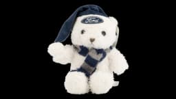 Holiday Plush Bear with Santa Hat - White/Blue