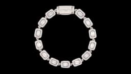 Tennis Baguette Bracelet - Glass/Brass/18K White Gold-Plated Stainless Steel