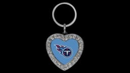 NFL Football Rhinestone Heart Keychain