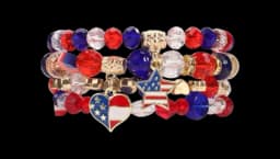 Stackable Beaded Stretch Patriotic USA Bracelets