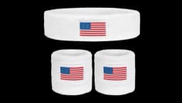 USA Flag Headband & Wristbands Set - White