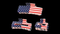 USA Patriotic American Flag Hair Claw Set Of 3