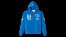 Full-Zip Waffle-Lined Hoodie - Blue
