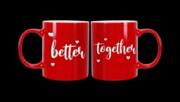 Romantic Couple Mug Set - Red/White