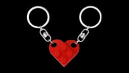 Brick Matching Couple Heart Keychain - Red