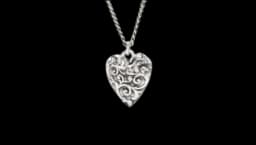 Arabesque Heart Pendant Necklace - Sterling Silver