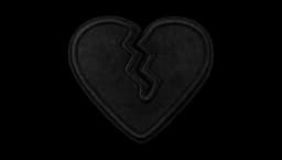 Broken Heart Embroidered Iron On Patch - Black