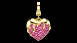 Idyllia Charm - Round Cut Heart - Pink/Gold-Tone Plated