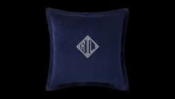 Velvet Monogram-Embroidered Cushion - Navy