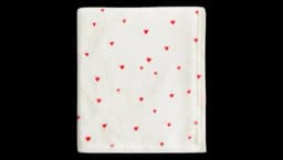 Patterned Fleece Blanket - White/Hearts