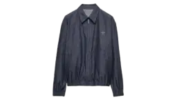 Chambray Denim Blouson Zipper Jacket - Navy