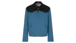 Water-Repellent Gabardine Jacket With Contrast Yokes - Blue