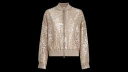 Sequin-Embroidery Bomber Jacket - Light Brown