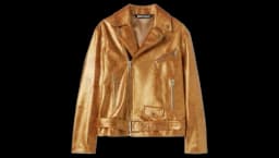 City Laminated Biker Jacket - Gold-Tone