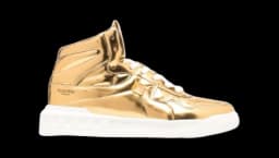 Metallic-Effect Lace-Up Sneakers - Gold