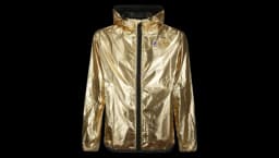Heart-Patch Metallic Hooded Jacket - Gold-Tone