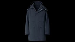 Bonded Tech Wool Hooded Parka - Navy