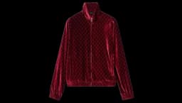 GG Stretch Velvet Devoré Zipped Jacket - Burgundy