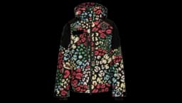 Padded Ski Jacket with Hood - Black/White/Orange
