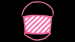 Striped Print Face Mask - Pink/White