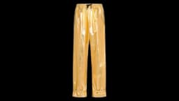 Laminated Cotton Muslin Trousers - Gold