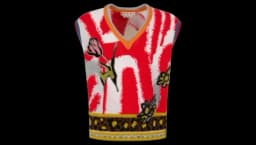 Intarsia-Knit Sleeveless Sweater - Red