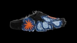 Embroidered Mules - Black/Blue/Orange