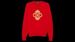 Embroidered-Architectural Baroque Top - Crimson Red