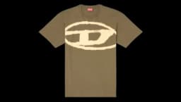 T-shirt with Bleached Oval D Logo - Military Green