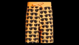 Sunglasses-Pattern Swim Shorts - Black/Orange