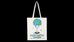 Graphic-Print Tote Bag - White/Blue/Green/Black