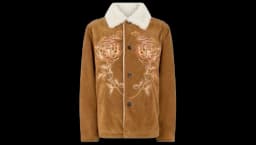 Embroidered Suede Jacket - Brown