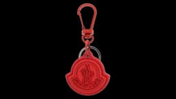 Logo-Embossed Leather Keyring - Red