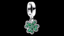 Four Leaf Clover Dangle Charm - Sterling Silver