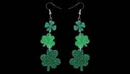 Irish Acrylic Shamrock Clover Dangle Earrings - Green