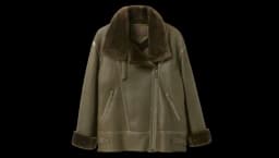 Sheepskin Aviator Jacket - Black Olive