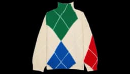 Turtle-Neck Argyle Jumper in Natural - Multicolor
