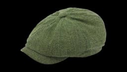 Dockside Newsboy Twill Cap - Moss Herringbone