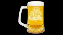 Celtic Shamrock Etched Glass Beer Mug 740ml